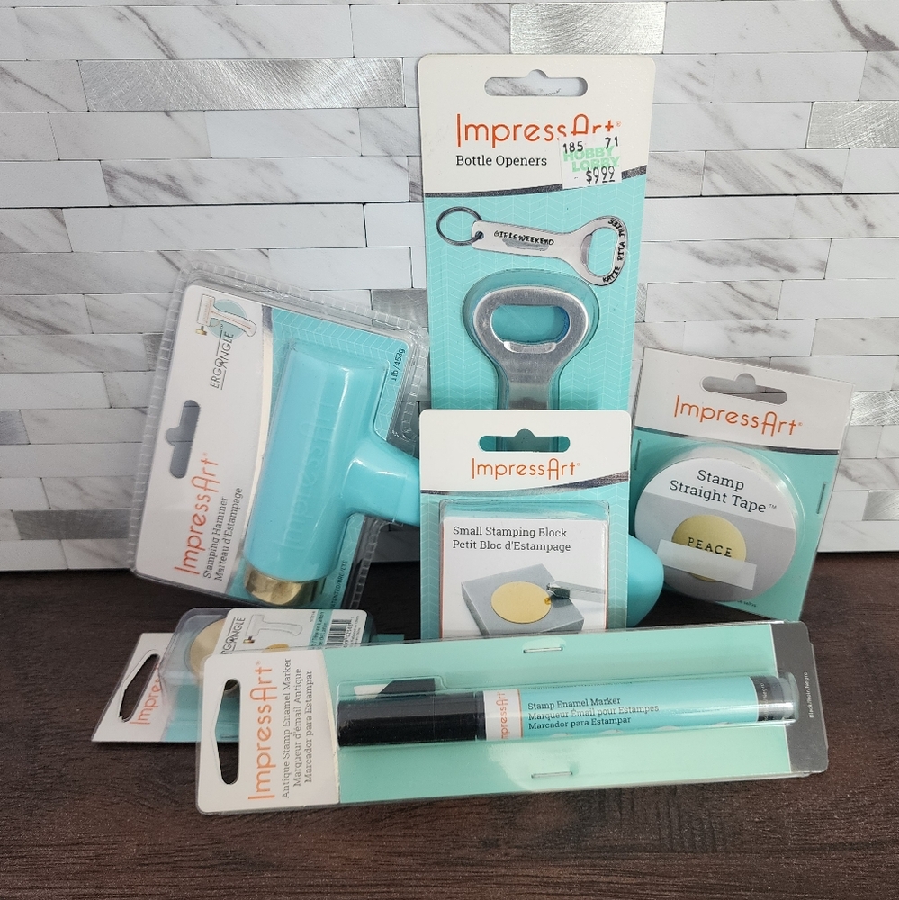 Impress Art Ergo Angle Stamping Hammer, Black Enamel Marker, Stamp Straight Tape